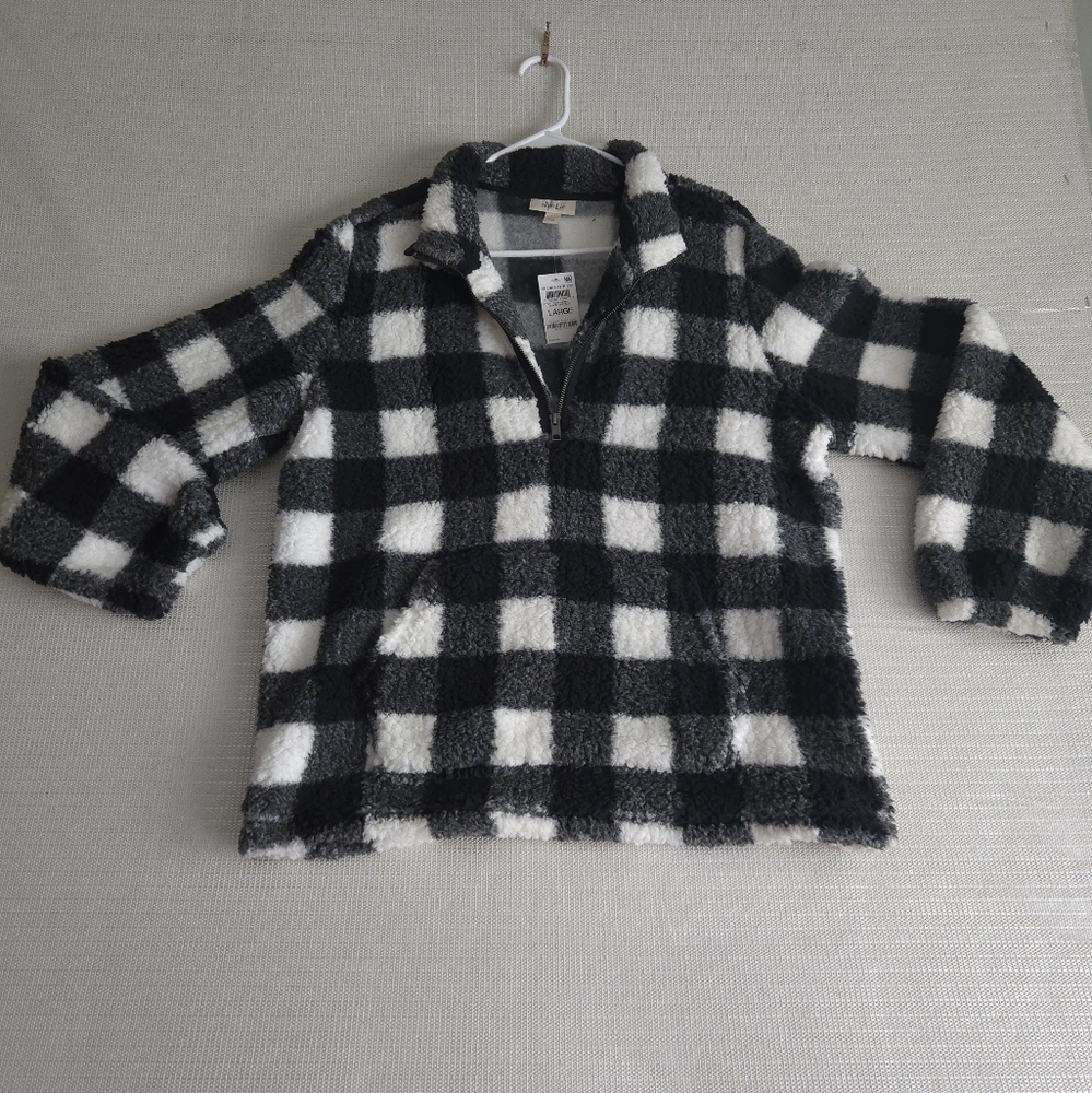 Women's Style & Co Sherpa Fixture Warm Multicolor Large Coat w/ Pockets